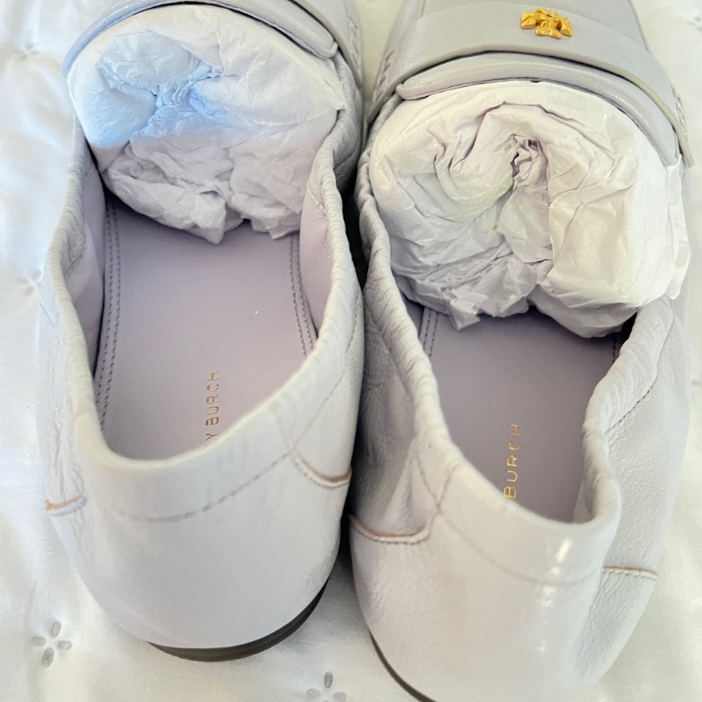 Lavender leather loafers